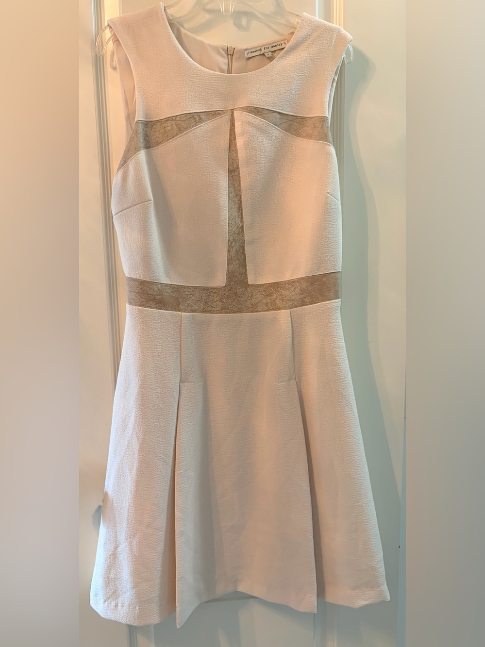 Search for Sanity Strapless Cream Dress with Tan Accents